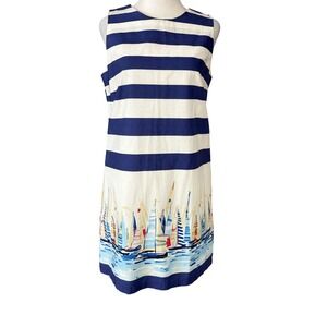 Love Lilly‎ Shift Dress Womens 6 Nautical Stripe Sailboat Beach Pockets